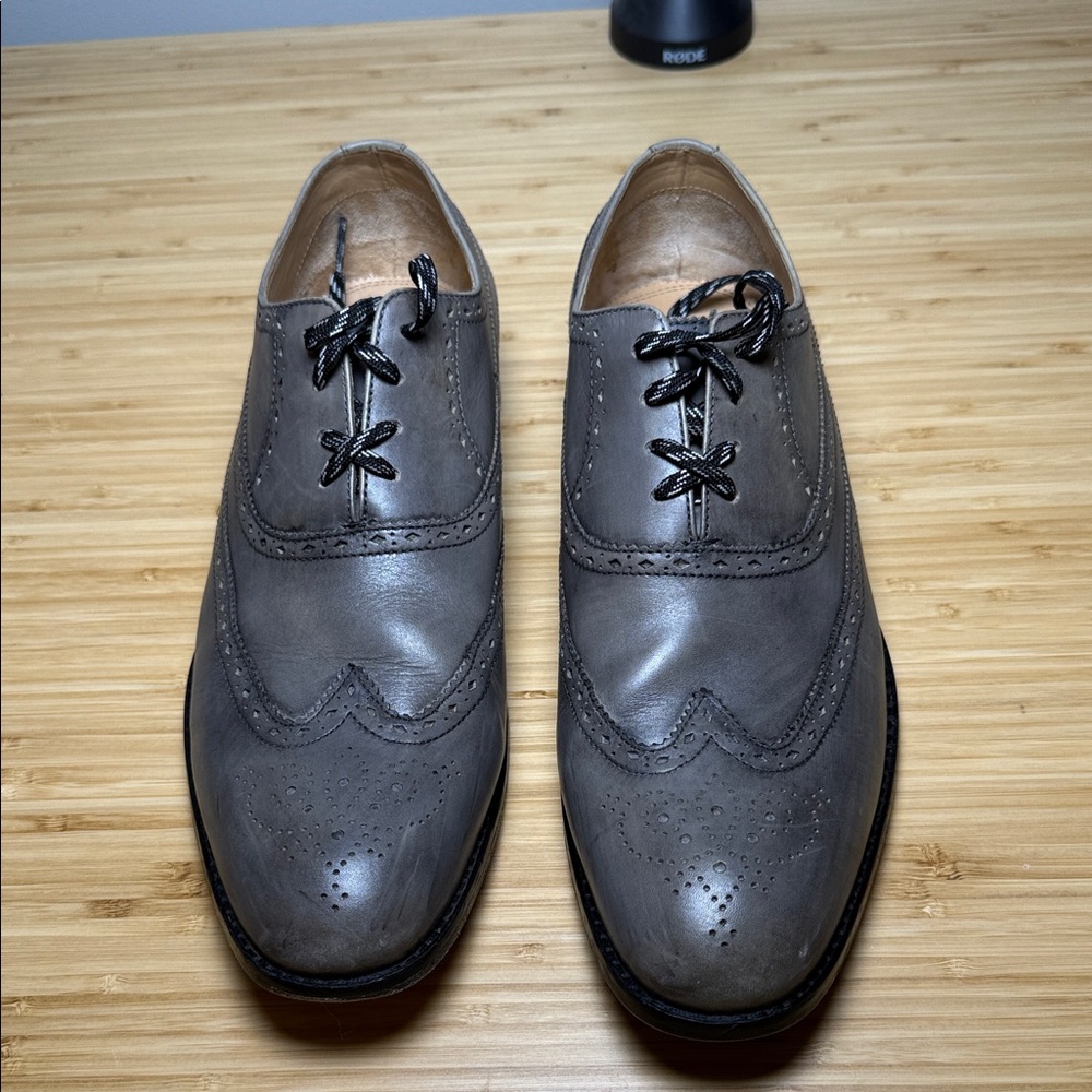 Gray Leather Men's Dress Shoes